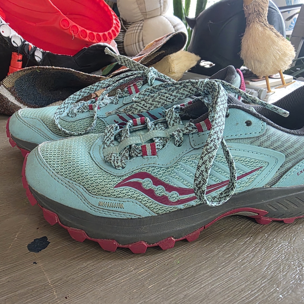 Saucony Teal and Pink Trail Running Shoes